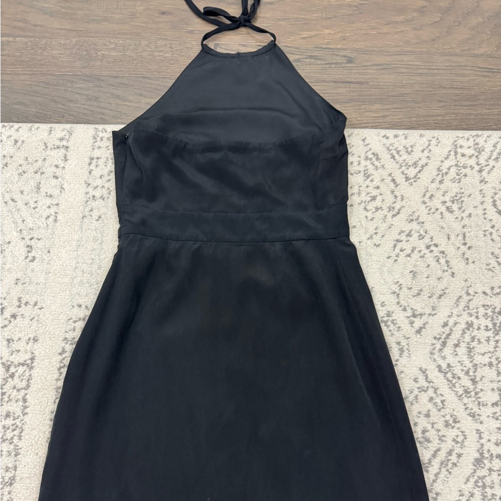 Banana Republic like new black silky feeling tie back halter cocktail like dress